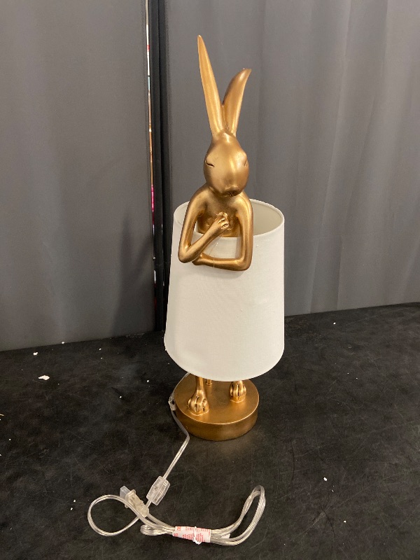Photo 1 of Crestview Collection 25.5" Gold Resin Chester Rabbit Table Lamp