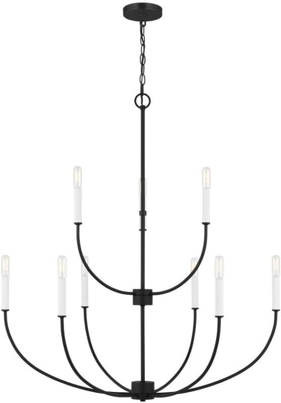 Photo 1 of Generation Lighting 3167109-112 Greenwich Chandelier, 9-Light 360 Total Watts, Midnight Black