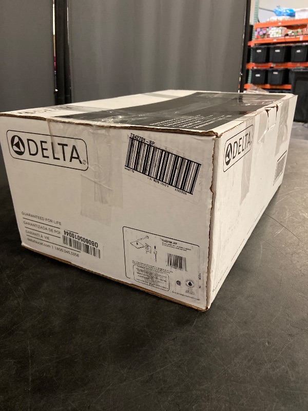 Photo 1 of Delta Modern 14 Series Square Rain Shower System Faucet Set, Rainfall Chrome Shower Head and Handle Set, Valve Trim Kit, 10 Inch, Chrome (Valve Not Included) missing some hardware