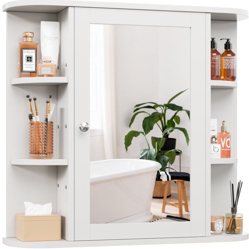 Photo 1 of Walsunny Bathroom Medicine Cabinet, Wall-Mounted or Floor-Standing Storage Cabinet with Mirror Doors and Huge Space, Suitable for Kitchens, Dining Room... Broken Mirror 