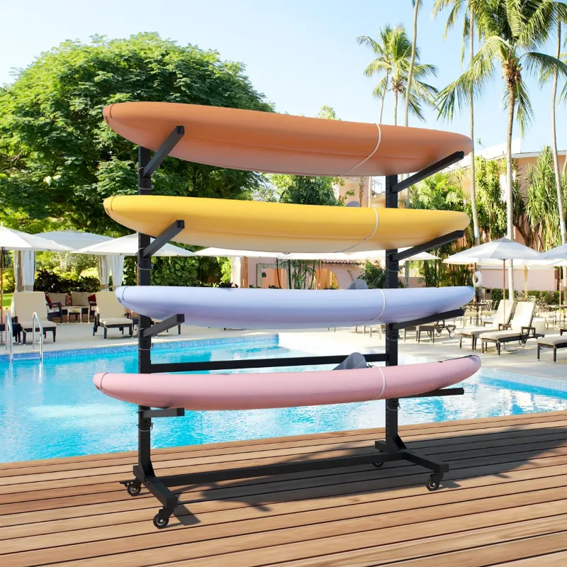 Photo 1 of 4-Tier Metal Kayak Storage Rack - Heavy-Duty Adjustable Stand for Kayak, SUP, Canoe & Paddleboard