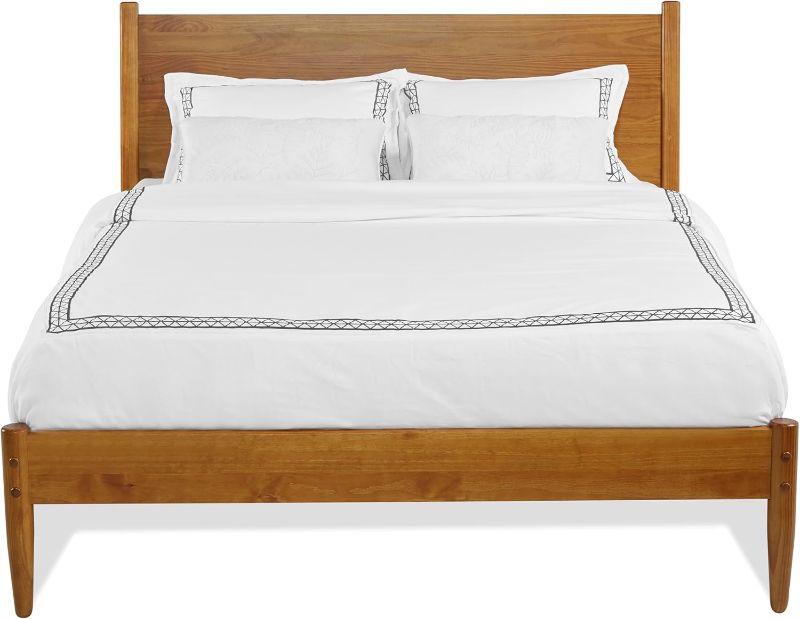 Photo 1 of  Mid-Century Panel Bed - Queen Size - Castanho Finish
