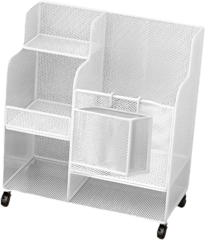 Photo 1 of harayaa Yoga Mat Storage Rack Carbon Steel Rolling Freestanding Organizer with Wheels Vertical Utility Cart for Storing Kettlebells Dumbbells Foam Rollers Res