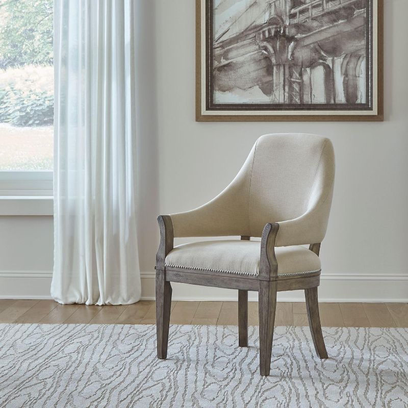 Photo 1 of Liberty Furniture Westfield Upholstered Arm Chair Traditional Dining Room Chair - Havana Brown Oak Wood