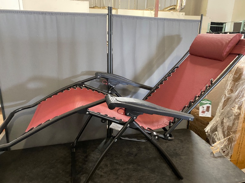Photo 1 of Caravan Sports Zero Gravity Outdoor Portable Folding Camping Lawn Deck Patio Pool Recliner Lounge Chair for Adults, Adjustable Headrest, Burgundy