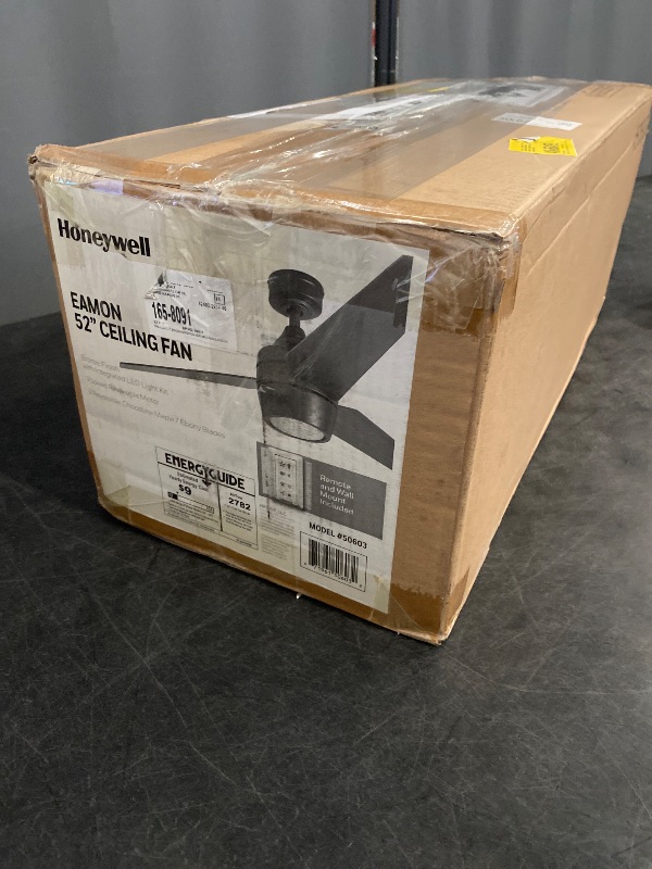 Photo 1 of Honeywell Ceiling Fans Eamon Modern 52 Inch Ceiling Fan with Light, Remote Control Fan, LED Indoor Fan with 3 Blades, Brown Maple and Black Blade Finish Options, Bronze