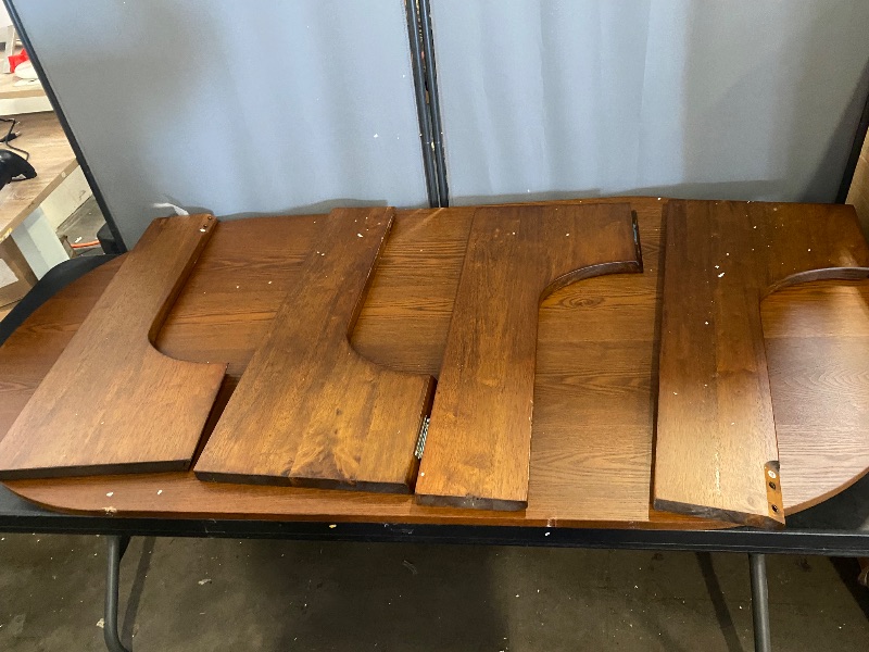 Photo 1 of 63" L Walnut Wood Oval Dining Table, Solid Wood Kitchen Table with Wooden Legs for Dining Room, table only 