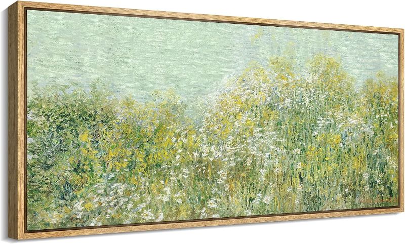 Photo 1 of MUDECOR Extra Large Framed Canvas Print Wall Art Lush Summer Garden with Blooming Trees Antique Retro Fine Art Illustrations Decorative Colorful for Bedroom - 60"x30"