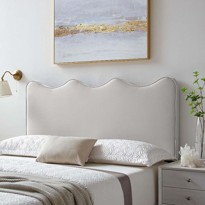 Photo 1 of Performance Velvet Queen Headboard in Beige, headboard only 
