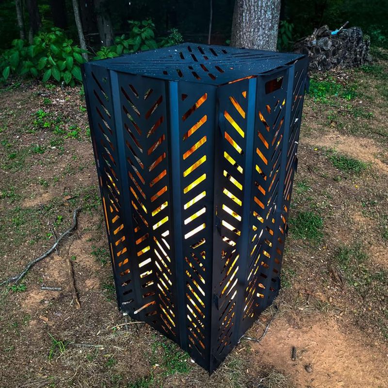 Photo 1 of Camco 45 Inch Outdoor Steel Yard and Lawn Debris Rectangular Burn Bin Barrel Incinerator with Lid, Base, Venting, and Hand-Oiled Panels, Large