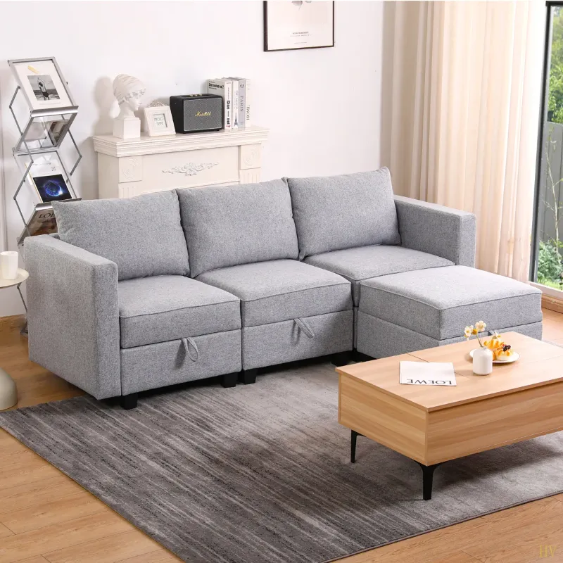 Photo 1 of Small Sectional Sofa Modular L Shaped Couch 3 Seater Sectional Couch Convertible Chaise Ottoman