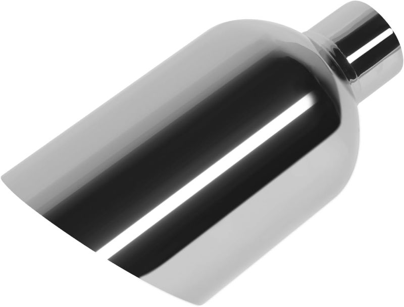 Photo 1 of 2.5 inch exhaust tip, 2.5" Inlet 6.00" Outlet 12.00" Overall Length, 304 Stainless Steel Chrome Plated Exhaust Tip
