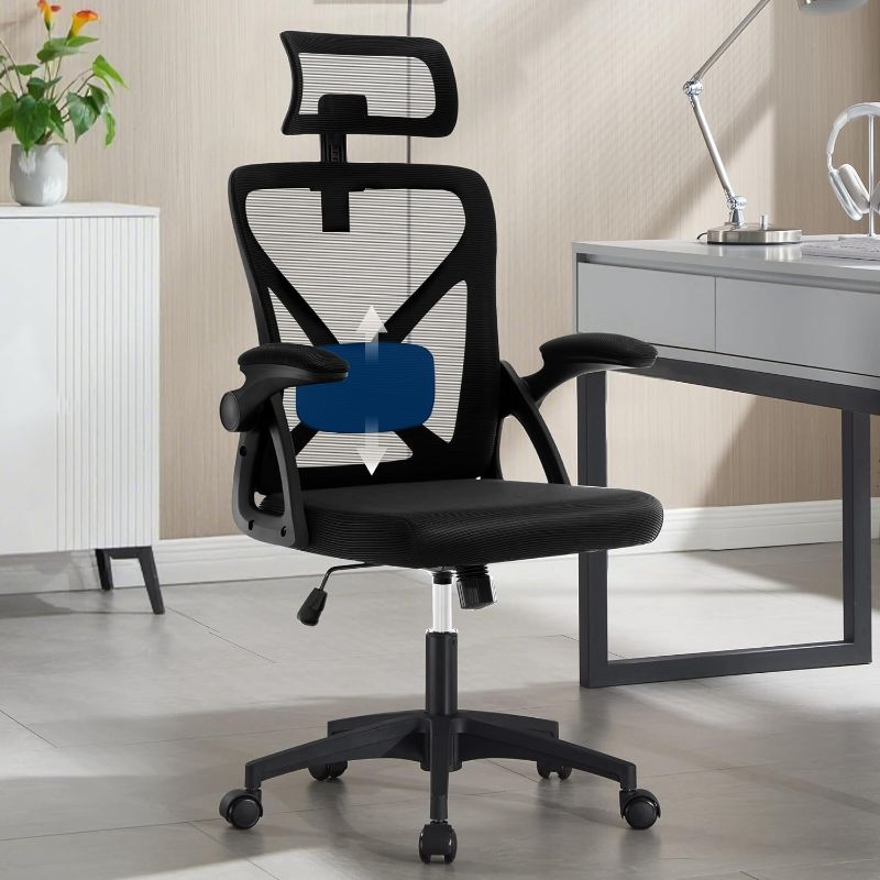 Photo 1 of Office Chair,Ergonomic Desk Chair with Adjustable Lumbar Support,400 Lbs Mesh Computer Chair High Back with Headrest for Home Office (Black)