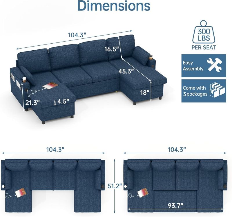Photo 1 of Sofa Bed Pull Out 2 in 1 Sectional Sleeper Sofa