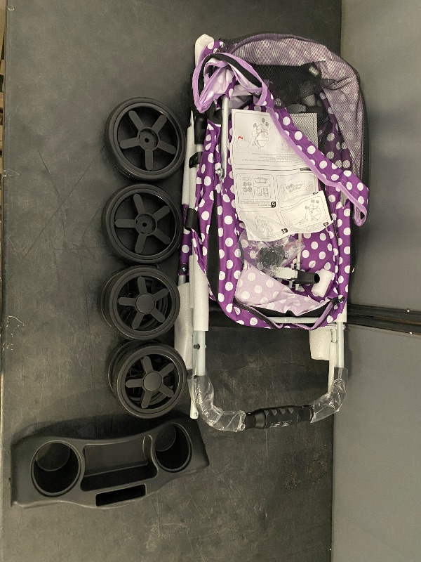 Photo 1 of Foldable 3-Wheel Pet Stroller for Dogs & Cats, Purple Polka Dots