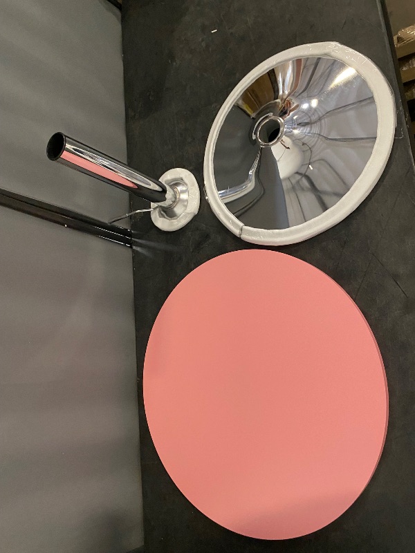 Photo 1 of Athena Collection Round Bar Table 27.5"- 36" Height Adjustable Bistro Pub Table, Bar Height Cocktail Table with Swivel Top Metal Base, Tall Table for Home Bar Party Event, Pink