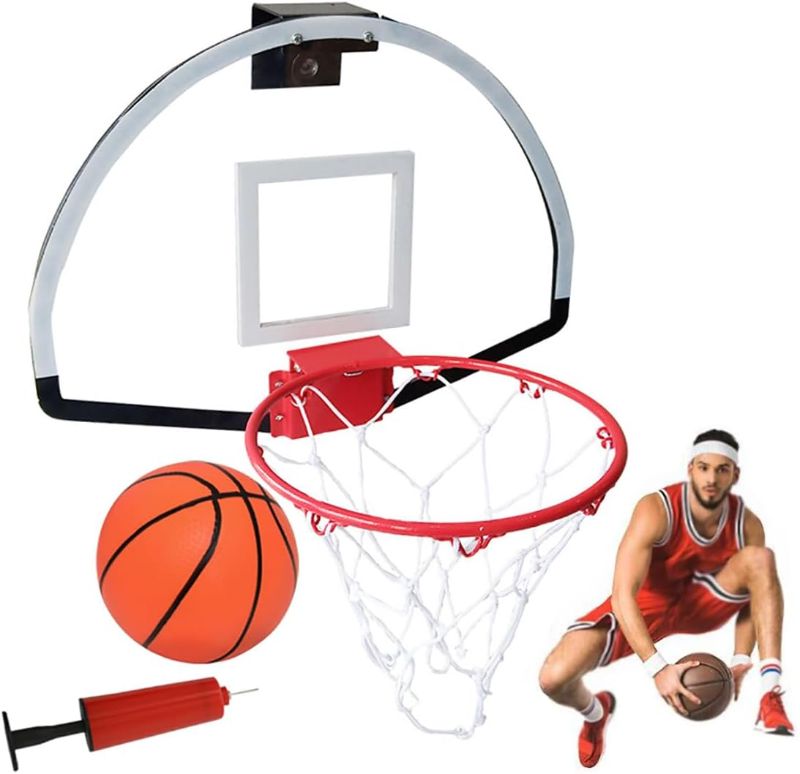 Photo 1 of 17.7 Inch Mini Over-The-Door Basketball Hoop for Indoor and Outdoor Small Door Hanging Room Basketball Hoop with Ball for Garage/Bedroom/Office (Oval)