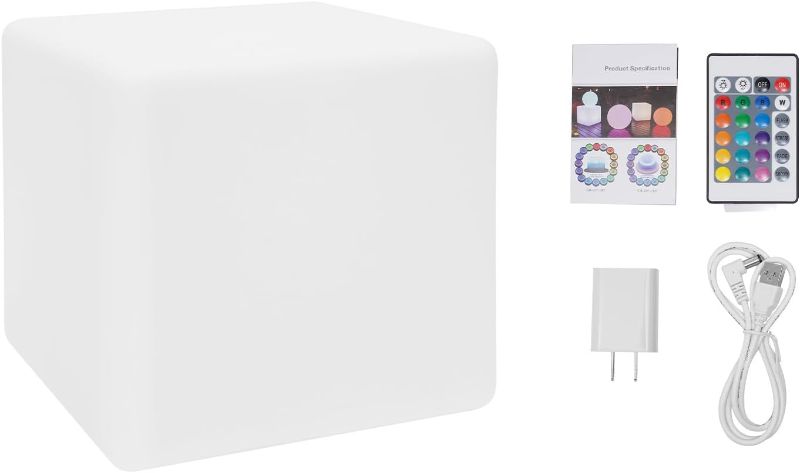 Photo 1 of 16" Inch LED Light Cube Stools Chair w/Remote Control RGB 16 Colors Rechargeable