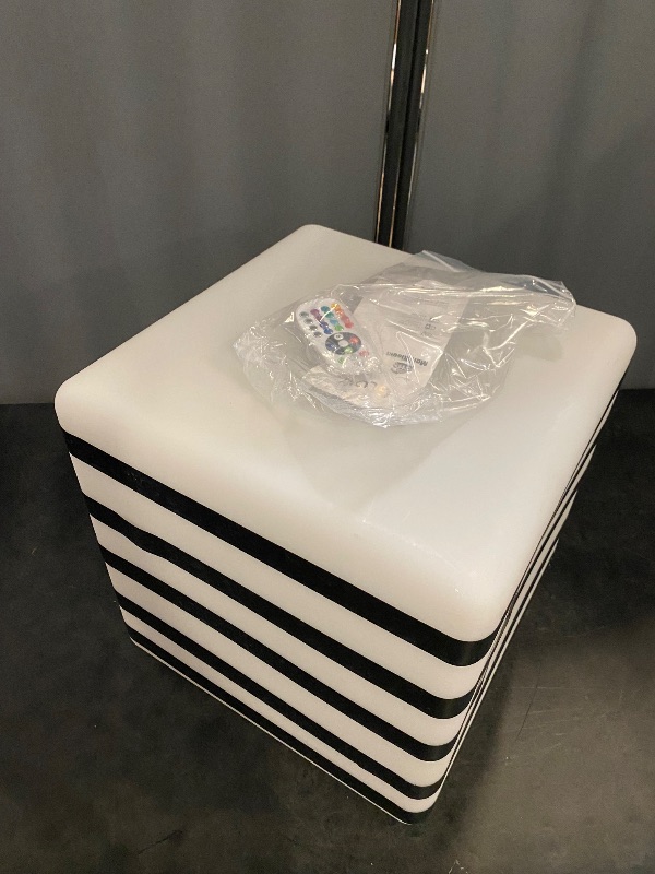 Photo 1 of 16" Inch LED Light Cube Stools Chair w/Remote Control RGB 16 Colors Rechargeable