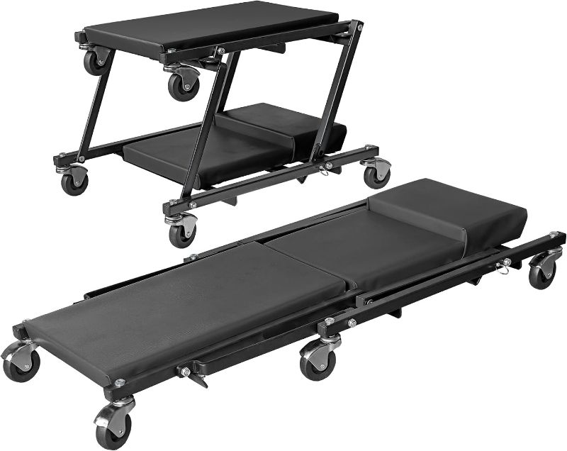 Photo 1 of Torin 2-in-1 Foldable Garage Shop Creeper, 36" Black, 300 lbs Capacity, 6 Wheels, ATR6505B