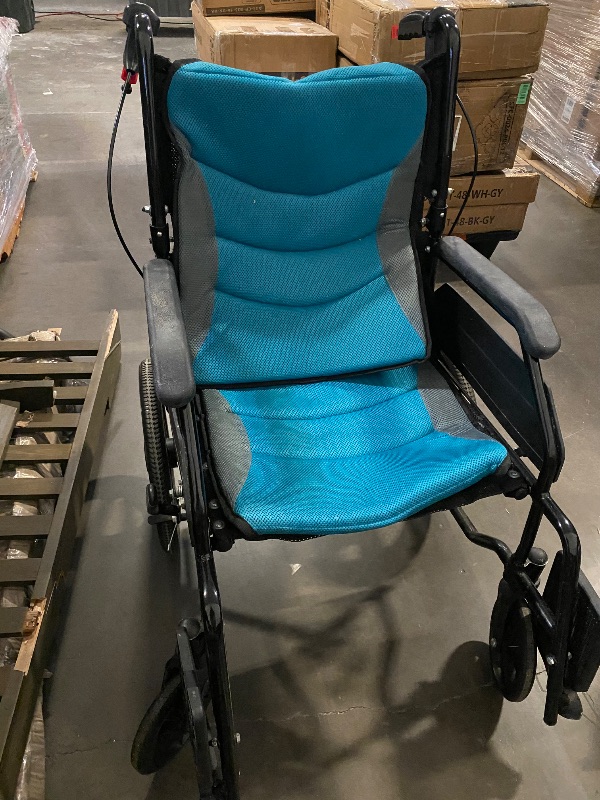 Photo 1 of Portable Wheelchairs Carbon Steel Folding Wheelchair with Handbrake Folding Wheelchair Load 130kg/286lb Travel Wheelchair