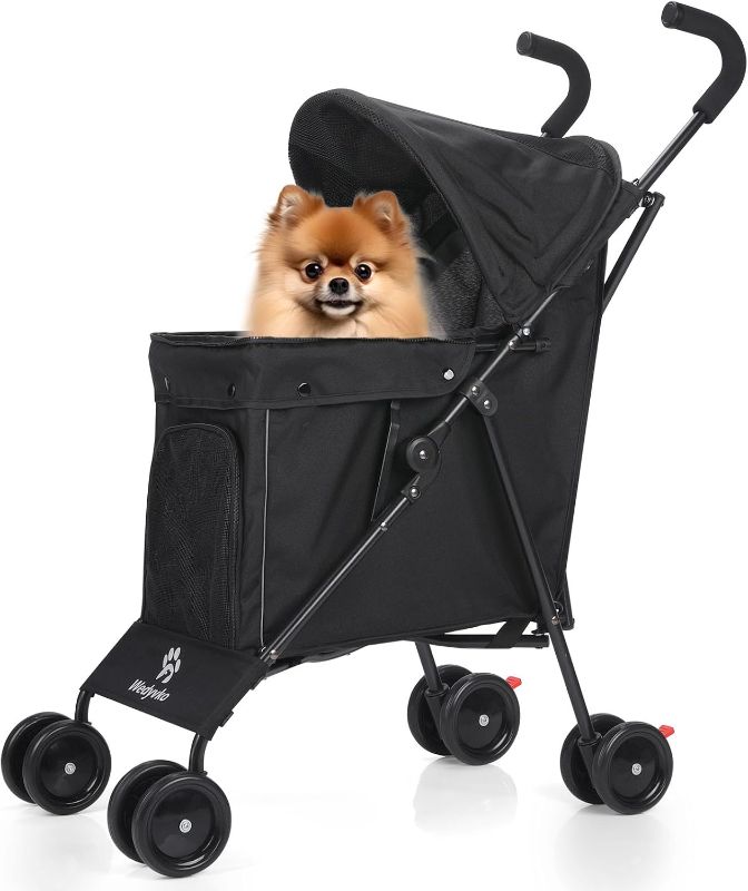 Photo 1 of Wedyvko Travel Portable Dog Stroller, Pet Stroller for Small Puppy Dogs & Cats, Up to 33 lbs, Black