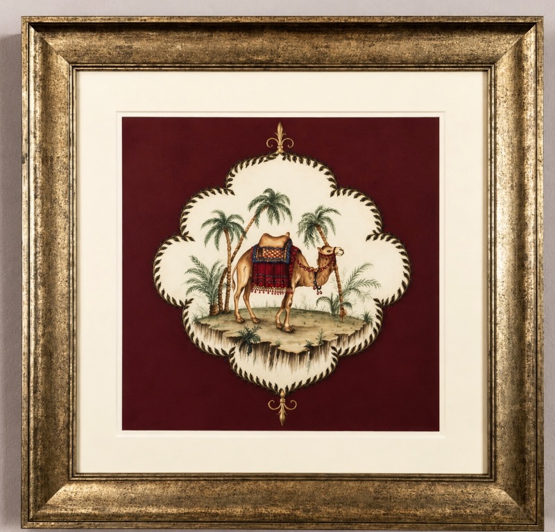 Photo 1 of FRAME PRINT ARTWORK IS TITLED “DRESSED CAMEL” BY ARTIST JANICE M BROOKS 26 1/2“ x H26 1/2“