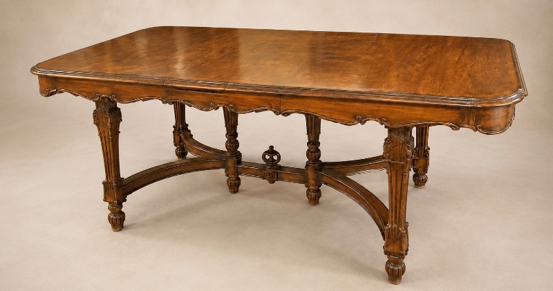 Photo 1 of ANTIQUE ROCKFORD FURNITURE INDUSTRY, WALNUT DINING TABLE FROM THE EARLY 1900S. 87 1/2“ x 46“ x H 30 1/2“ PLUS 18”LEAF $2400