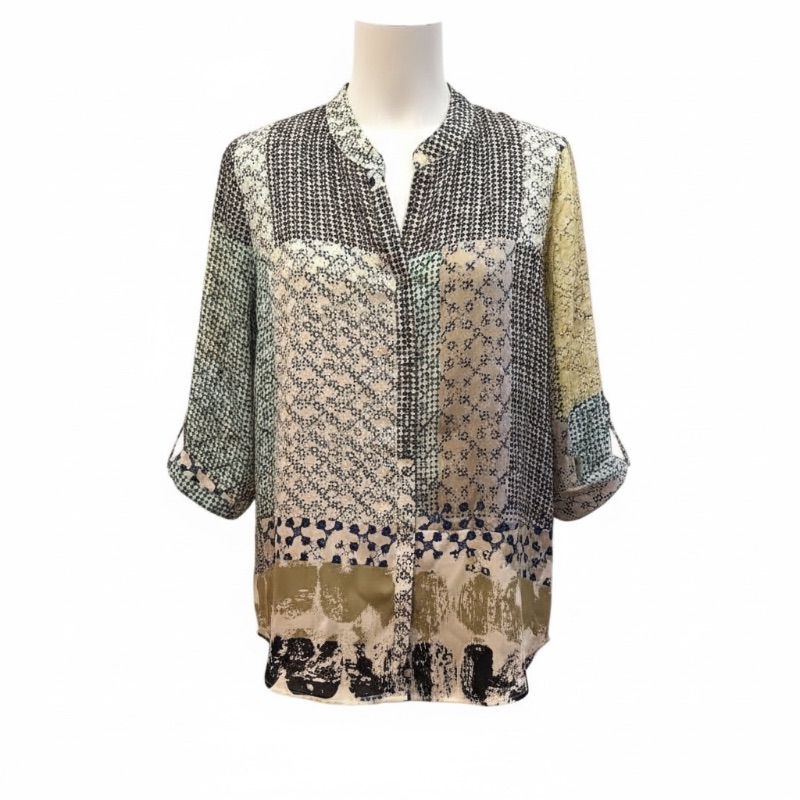 Photo 1 of NIC + ZOE SILK PATCHWORK PRINT BLOUSE (S)