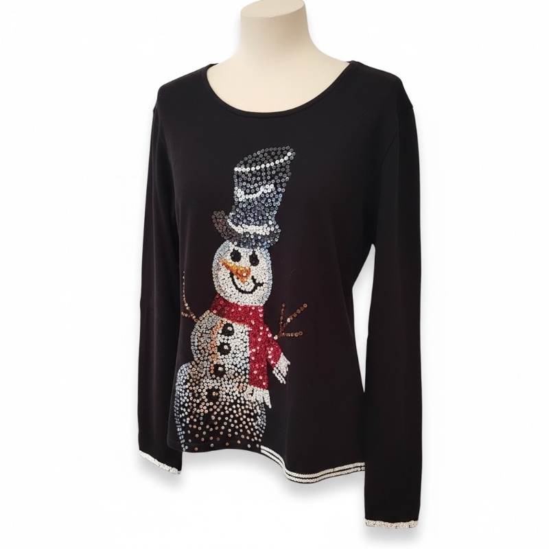 Photo 1 of MICHAEL SIMON BLACK “SNOWMAN” SWEATER (L)