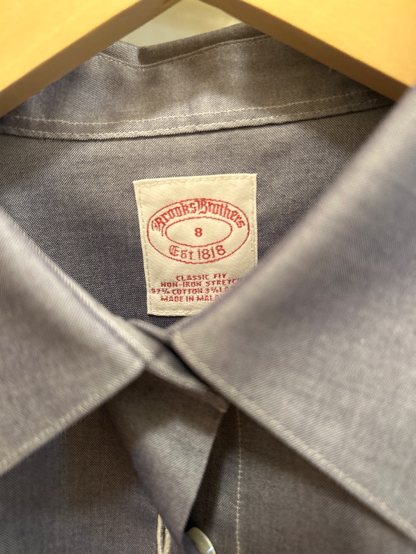 Photo 1 of BROOKS BROTHERS DENIM BLUE LADIES CLASSIC FIT NON-IRON STRETCH COTTON DRESS SHIRT (8)