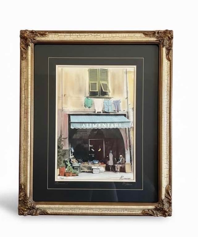 Photo 1 of CRACKLED GOLD FRAMED “ALIMENTARI” SIGNED BY MARTIN ROBERTS & NUMBERED ARTWORK 27” x 30”