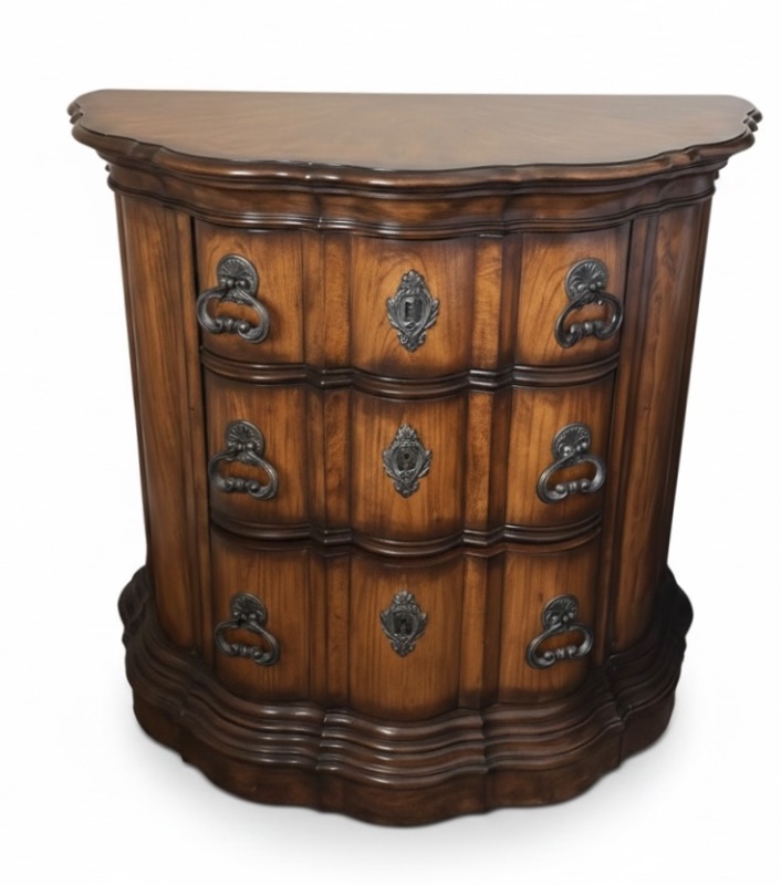 Photo 1 of PULASKI DEMILUNE (HALF-MOON) SHAPED ACCENT CHEST/NIGHTSTAND W HEAVY BRASS HARDWARE 40” x 21”  H36”