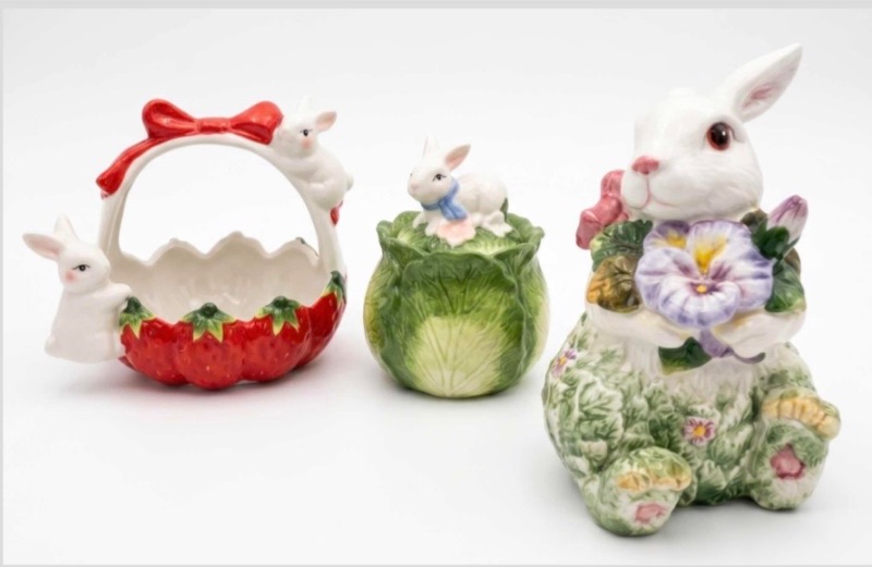 Photo 1 of 3 DECORATIVE EASTER BUNNY DECOR/COLLECTIBLES (TALLEST 9”)