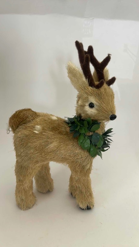 Photo 1 of 2 PC CHRISTMAS DECOR- BABY REINDEER H 12” AND CRYSTAL DOG FIGITR