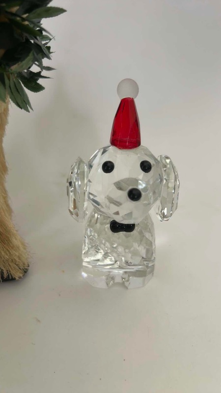 Photo 1 of 2 PC CHRISTMAS DECOR- BABY REINDEER H 12” AND CRYSTAL DOG FIGITR