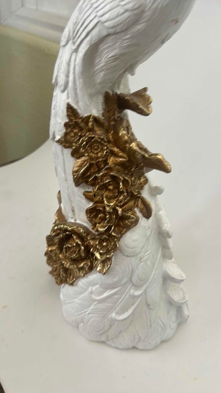 Photo 1 of RESIN GOLD AND WHITE PEACOCK H18”