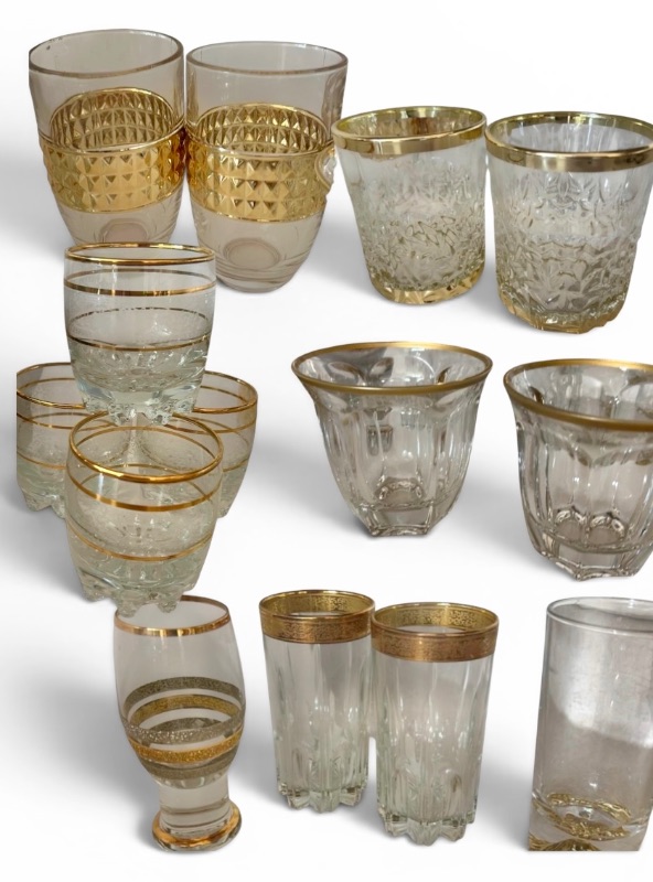 Photo 1 of 14 GOLD TIPPED GLASSWARE