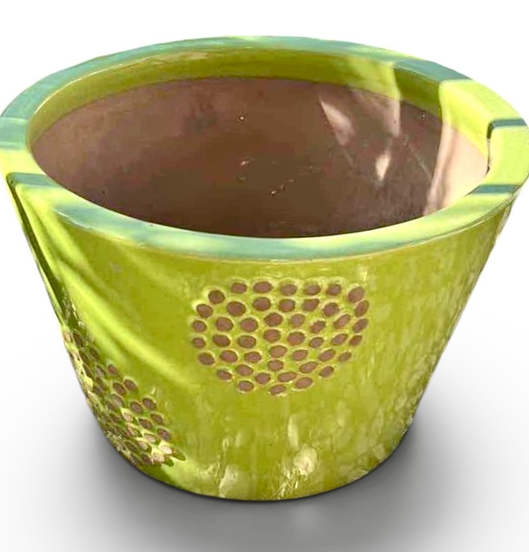 Photo 1 of LIME-GREEN CERAMIC PLANTER H12”