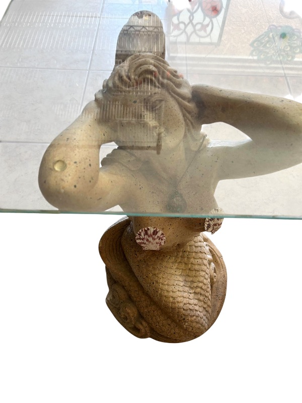 Photo 1 of MERMAID SIDE TABLE W GLASS TOP 24"X24" H24"