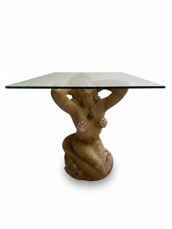 Photo 1 of MERMAID SIDE TABLE W GLASS TOP 24"X24" H24"
