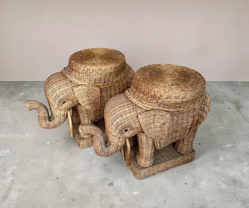 Photo 1 of 2- WICKER ELEPHANT STAND