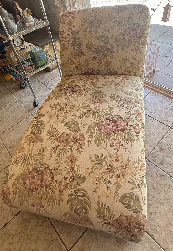 Photo 1 of FLORAL FABRIC CHAISE LOUNGE CHAIR W5’