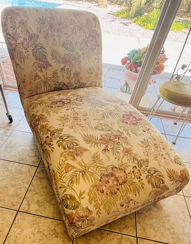Photo 1 of FLORAL FABRIC CHAISE LOUNGE CHAIR W5’