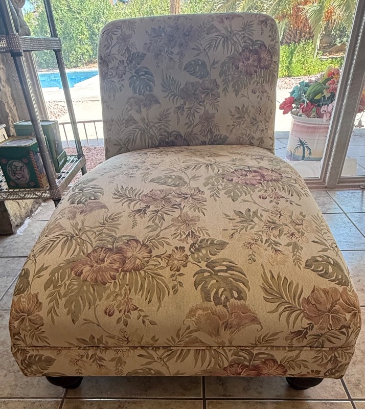 Photo 1 of FLORAL FABRIC CHAISE LOUNGE CHAIR W5’
