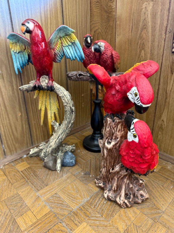 Photo 1 of 3-COLLECTIBLE PARROT BIRD STATUES