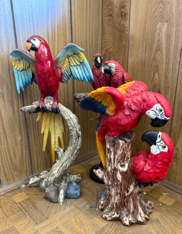 Photo 1 of 3-COLLECTIBLE PARROT BIRD STATUES