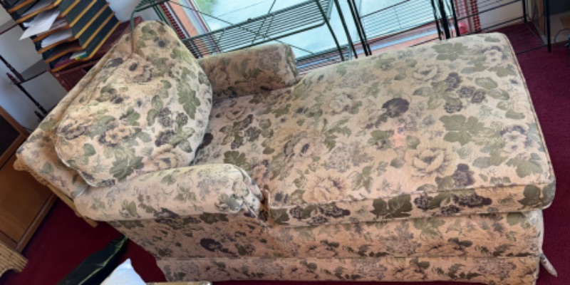 Photo 1 of GREEN LEAF FABRIC CHAISE LOUNGE CHAIR L 5’