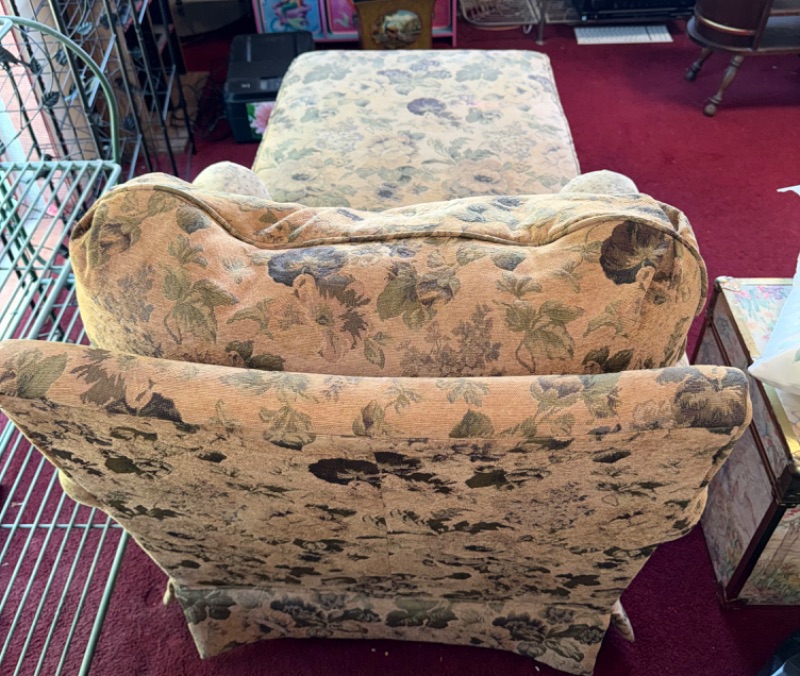 Photo 1 of GREEN LEAF FABRIC CHAISE LOUNGE CHAIR L 5’