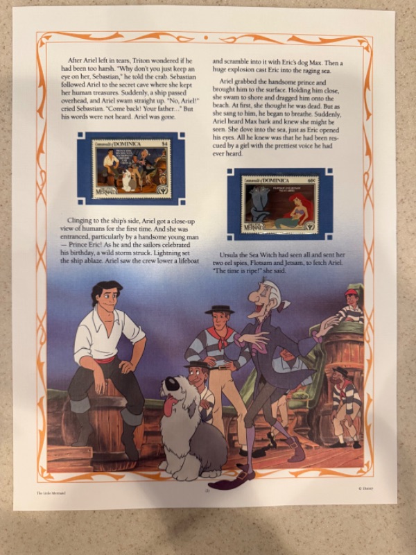 Photo 1 of 1990 CLASSIC DISNEY MOVIE "THE LITTLE MERMAID" COLLECTOR STAMP PANELS